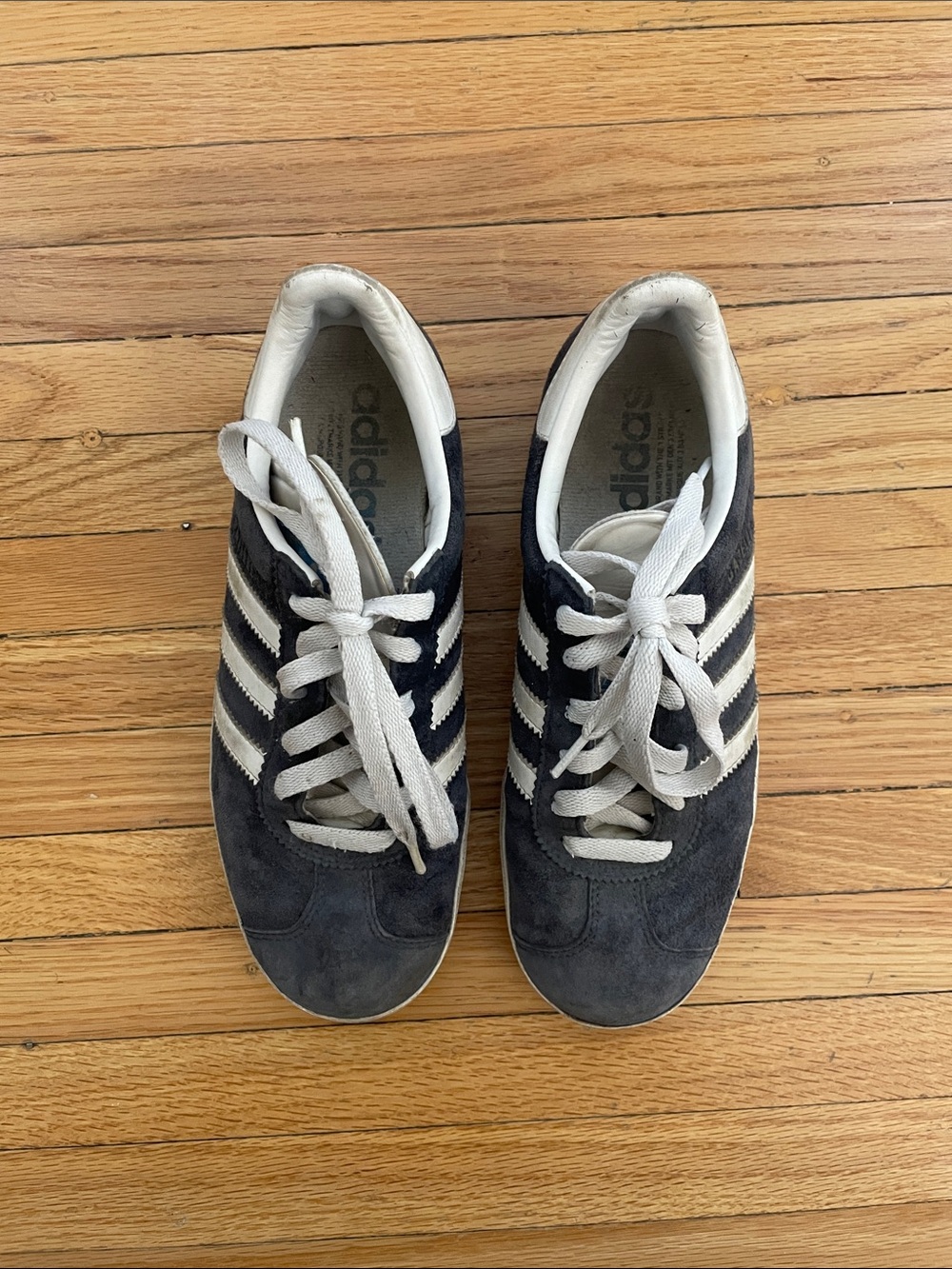 Adidas Gazelle suede vintage Navy and White Sneakers with Classic Stripes